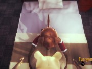 Furry Hentai - 2 Dogs blowjob and cum in her mouth 15/16