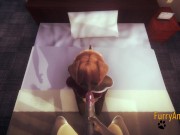 Furry Hentai - 2 Dogs blowjob and cum in her mouth 5/16