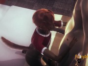 Furry Hentai - 2 Dogs blowjob and cum in her mouth 7/16