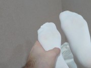 Feet Show - White Socks, High Arched Meaty Soles 8/16