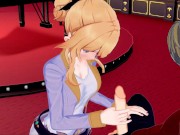 Jean deep throats a big cock, swallows load. 1/16