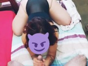 Intentando garganta profunda, no puede pero dice que quiere metérsela toda a la boca 9/16