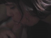 She licks her girlfriends puffy pussy and she readies his cock with her lips and tongue before then enjoy a sensual fuck with 6/16