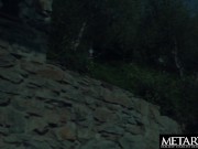 Watch this sexy girl fingerbanging her hairy pussy on the balcony 3/16