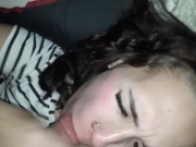 Green eyes Milf gets face fucked hard and unexpected swallow 14/16