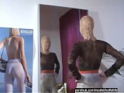 Hot Girl Put On Zentai Spandex Outfit Catsuit Over Her Pantyhose Encasement Body 1/16