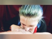 Jelissa gets lipstick all over cock, sloppy blowjob with cumshot  6/16