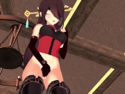 Beidou fingers her pussy at the bar. Yo-ho-ho, and a bottle of rum! 1/16