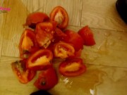 Filthy boots tomatoes and cream squashing 4/16