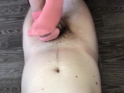 Sockjob in pink socks