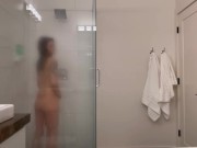 Steamy Glass Shower: Hot Couple on Vacation 2/16
