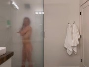 Steamy Glass Shower: Hot Couple on Vacation 3/16