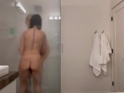 Steamy Glass Shower: Hot Couple on Vacation 5/16