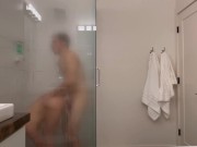 Steamy Glass Shower: Hot Couple on Vacation 9/16