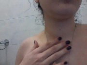 In the bathroom: my girlfriend's dildo in my asshole without her. 1/16