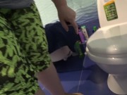 Pissing mature bbw milf with hairy pussy. POV 1/16