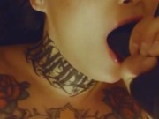 fucking myself with a black dildo with a butt plug, in fishnet pantyhose, cumming, squirting, moanin 11/16