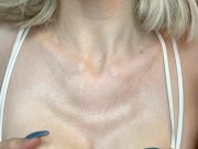 Rubbing lotion on my big juicy tits 16/16