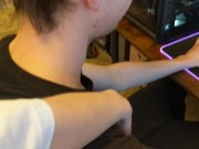 Interrupting my boyfriend playing video games (He makes me cum+Cumshot) 1/16