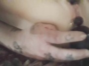 Sexy tattooed milf gets down and dirty with her toys... 7/16