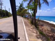 My friend controls my lush while I drive on the beach And masturbate my cream pussy 4/16