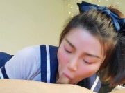 Asian Schoolgirl Giving Passionate Blowjob and Cum in Mouth - NicoLove 12/16