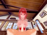 Pyra jerks you with her big tits, lets you cum on them - Xenoblade Chronicles 2 Hentai. 16/16
