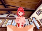 Pyra jerks you with her big tits, lets you cum on them - Xenoblade Chronicles 2 Hentai. 9/16