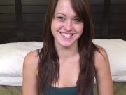 Petite brunette with a shaved cunt stars in this amateur porn