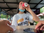 I love the reaction of my girlfriend using her toy in public // lovense lush control 12/16