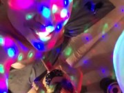 She sucks me on the party while I enjoy the rainbow lights 1/16