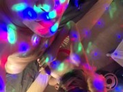 She sucks me on the party while I enjoy the rainbow lights 12/16