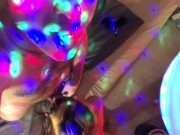 She sucks me on the party while I enjoy the rainbow lights 5/16