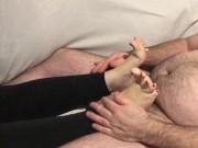 Running my feet up and down his cock 1/16