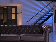 Hot chick Linda bares all her natural body on a couch 3/16