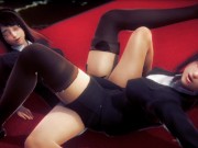 lesbian scissor in office loby with uniform 10/16