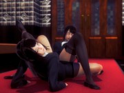 lesbian scissor in office loby with uniform 15/16