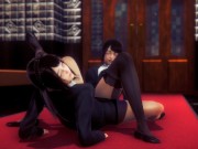 lesbian scissor in office loby with uniform 16/16