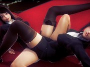 lesbian scissor in office loby with uniform 8/16