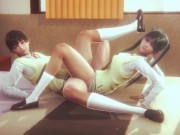 lesbian after school scissoring on bed 1/16