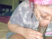 Kittyblu sucks huge BBC after smoking him out  11/16