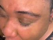 EBONY BBW TAKES BIG CUMSHOT AND SWALLOWS NUT!!! (BBW Plays With Sperm) @1macmillion 4/16