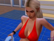 Two Horny Girls Fuck in the City Public Pool - Sexual Hot Animations 4/16