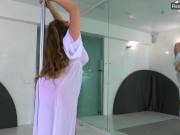 Chubby teen Natasha Fank goes up and down poles 3/16