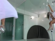 Chubby teen Natasha Fank goes up and down poles 5/16