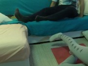 REAL 18 VIRGIN STEPSIS works out and TEASES stepbro, He takes his big cock out and CUMS ALL OVER! 10/16