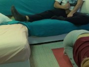 REAL 18 VIRGIN STEPSIS works out and TEASES stepbro, He takes his big cock out and CUMS ALL OVER! 16/16