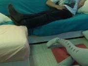 REAL 18 VIRGIN STEPSIS works out and TEASES stepbro, He takes his big cock out and CUMS ALL OVER! 4/16