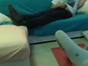 REAL 18 VIRGIN STEPSIS works out and TEASES stepbro, He takes his big cock out and CUMS ALL OVER! 6/16