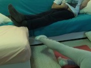 REAL 18 VIRGIN STEPSIS works out and TEASES stepbro, He takes his big cock out and CUMS ALL OVER! 8/16